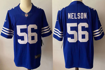 Indianapolis Colts 56 NELSON  Blue stitched football jersey MEN WOMEN YOUTH S-6XL SIZE