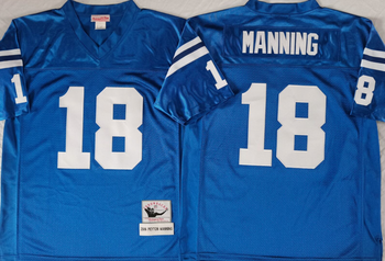 Indianapolis colts Blue #18 MANNING Mitchell & Ness Football Jersey Retro men women youth size S-6XL
