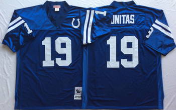 Indianapolis colts Blue #19 UNITAS Mitchell & Ness Football Jersey Retro men women youth size S-6XL