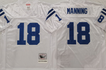 Indianapolis colts White #18 MANNING Mitchell & Ness Football Jersey Retro men women youth size S-6XL