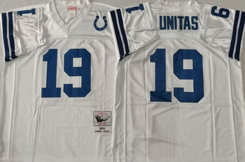 Indianapolis colts White #19 UNITAS Mitchell & Ness Football Jersey Retro men women youth size S-6XL
