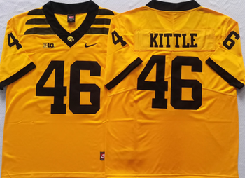 Iowa Hawkeyes Yellow 46 KITTLE Football Jersey MEN WOMEN YOUTH S-6XL SIZE