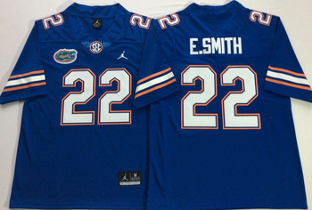 Jordan Florida Gators Blue 22 E.SMITH Football Jersey MEN WOMEN YOUTH S-6XL SIZE