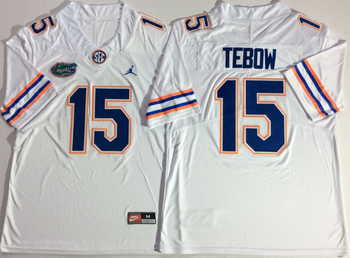 Jordan Florida Gators White _15 TEBOW Football Jersey MEN WOMEN YOUTH S-6XL SIZE