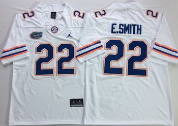 Jordan Florida Gators White 22 E.SMITH Football Jersey MEN WOMEN YOUTH S-6XL SIZE