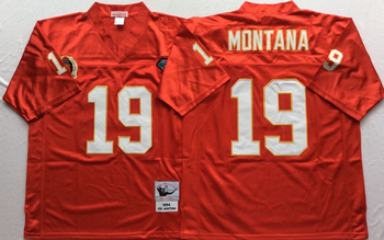 KansasCityChiefs Red #19 MONTANA Mitchell & Ness Football Jersey Retro men women youth size S-6XL