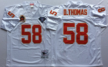 KansasCityChiefs White #58 D.THOMAS Mitchell & Ness Football Jersey Retro men women youth size S-6XL