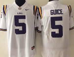 LSU Tigers #5 Derrius Guice White Football Jersey MEN WOMEN YOUTH S-6XL SIZE