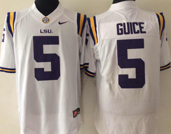LSU Tigers #5 Derrius Guice White Football Jersey MEN WOMEN YOUTH S-6XL SIZE