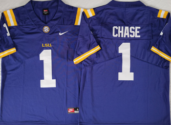 LSU Tigers Purple 1 CHASE Football Jersey MEN WOMEN YOUTH S-6XL SIZE