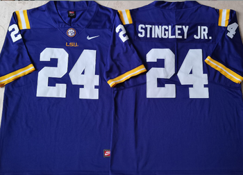 LSU Tigers Purple 24 STINGLEY JR Football Jersey MEN WOMEN YOUTH S-6XL SIZE