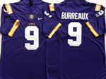 LSU Tigers Purple 9 BURREAUX Football Jersey MEN WOMEN YOUTH S-6XL SIZE