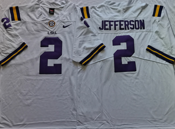 LSU Tigers White 2 JEFFERSON Football Jersey MEN WOMEN YOUTH S-6XL SIZE