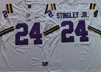 LSU Tigers White 24 STINGLEY JR Football Jersey MEN WOMEN YOUTH S-6XL SIZE