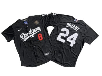 Los Angeles Dodgers 8+24# Kobe Bryant Royal Black Jersey MEN WOMEN YOUTH S-6XL SIZE