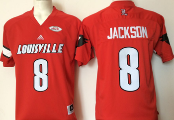 Louisville Cardinals Red #8 Lamar Jackson Football Jersey MEN WOMEN YOUTH S-6XL SIZE