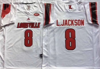 Louisville Cardinals White 8 Lamar Jackson Football Jersey MEN WOMEN YOUTH S-6XL SIZE