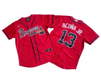 Atlanta Braves 13# Ronald Acuna Jr. Red Home Replica Player Name Jersey MEN WOMEN YOUTH S-6XL SIZE