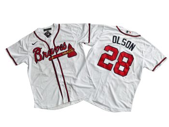 Atlanta Braves 28# Matt Olson White Home Replica Player Name Jersey MEN WOMEN YOUTH S-6XL SIZE