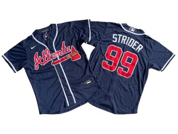 Atlanta Braves 99# Spencer Strider Navy Alternate Replica Player Name Jersey MEN WOMEN YOUTH S-6XL SIZE