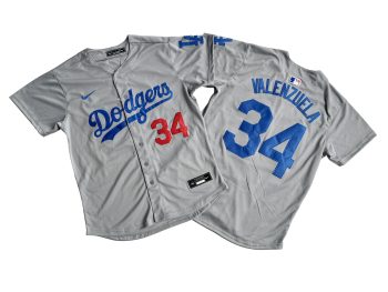 Los Angeles 34# Fernando Valenzuela Ohtani Gray Away Limited Player Jersey MEN WOMEN YOUTH S-6XL SIZE