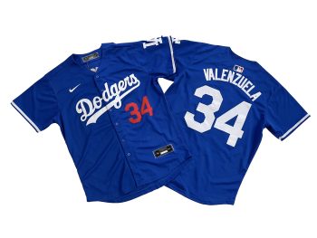 Los Angeles Dodgers 34# Fernando Valenzuela Blue Royal Alternate Limited Player Jersey MEN WOMEN YOUTH S-6XL SIZE