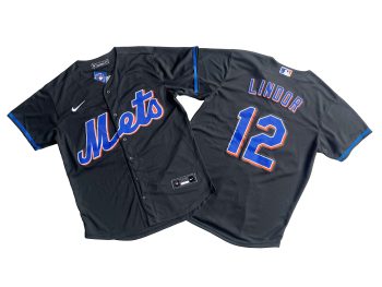 New York Mets Francisco Lindor Black 2022 Alternate Replica Player Jersey MEN WOMEN YOUTH S-6XL SIZE