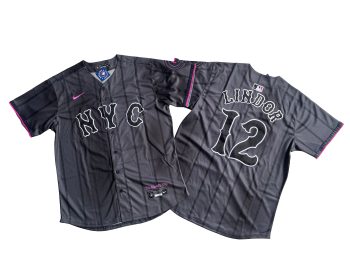 New York Mets Francisco Lindor Graphite 2024 City Connect Limited Player Jersey MEN WOMEN YOUTH S-6XL SIZE