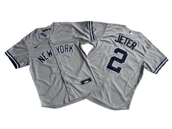 New York Yankees 2# Derek Jeter Gray Gray Player Name Jersey MEN WOMEN YOUTH S-6XL SIZE