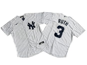 New York Yankees 3# Babe Ruth White Home Replica Player Name Jersey MEN WOMEN YOUTH S-6XL SIZE