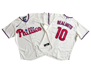 Philadelphia Phillies 10# J.T. Realmuto Cream Cool Base Jersey baseball MEN WOMEN YOUTH S-6XL SIZE