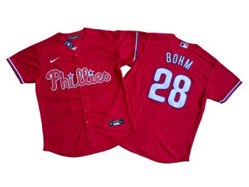 Philadelphia Phillies 28# Alec Bohm Red Cool Base Jersey MEN WOMEN YOUTH S-6XL SIZE