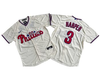 Philadelphia Phillies 3# Bryce Harper Cream Cool Base Jersey MEN WOMEN YOUTH S-6XL SIZE