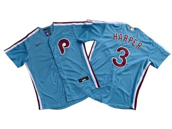 Philadelphia Phillies 3# Bryce Harper Light Blue Player Jersey MEN WOMEN YOUTH S-6XL SIZE