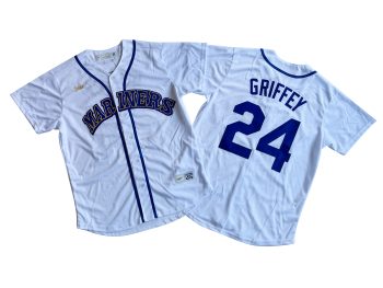 Seattle Mariners 24# Ken Griffey Jr. White Home Cooperstown Collection Replica Player Jersey MEN WOMEN YOUTH S-6XL SIZE