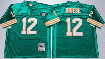 Miami Dolphins #12 Green GRIESE Mitchell & Ness Football Jersey Retro men women youth size S-6XL