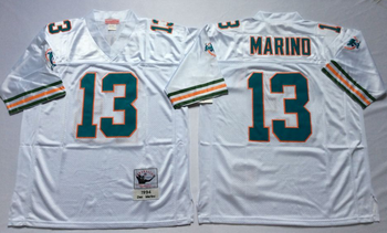 Miami Dolphins #13 White MARINO Mitchell & Ness Football Jersey Retro men women youth size S-6XL