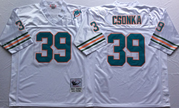 Miami Dolphins White #39 CSONKA Mitchell & Ness Football Jersey Retro men women youth size S-6XL