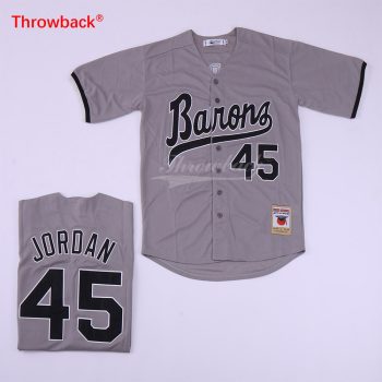 Michael Jordan #45 Birmingham Barons Button Down Baseball Jersey gray men women youth size S-6XL
