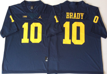 Michigan Wolverines Blue 10 BRADY Football Jersey MEN WOMEN YOUTH S-6XL SIZE
