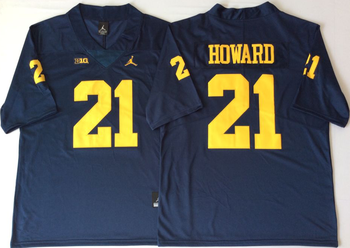 Michigan Wolverines Blue 21 HOWARD Football Jersey MEN WOMEN YOUTH S-6XL SIZE