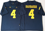 Michigan Wolverines Blue 4 HARBAUGH Football Jersey MEN WOMEN YOUTH S-6XL SIZE
