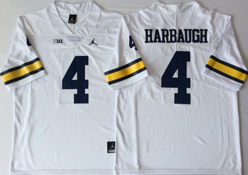 Michigan Wolverines White 4 HARBAUGH Football Jersey MEN WOMEN YOUTH S-6XL SIZE