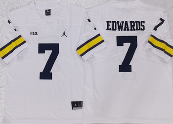 Michigan Wolverines White 7 EDWARDS Football Jersey MEN WOMEN YOUTH S-6XL SIZE