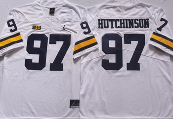 Michigan Wolverines White 97 HUTCHINSON Football Jersey MEN WOMEN YOUTH S-6XL SIZE