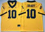Michigan Wolverines YELLOW 10 BRADY Football Jersey MEN WOMEN YOUTH S-6XL SIZE