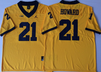 Michigan Wolverines YELLOW 21 HOWARD Football Jersey MEN WOMEN YOUTH S-6XL SIZE