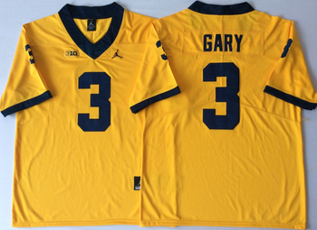 Michigan Wolverines YELLOW 3 GARY Football Jersey MEN WOMEN YOUTH S-6XL SIZE