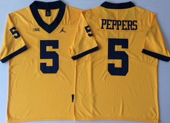 Michigan Wolverines YELLOW 5 PEPPERS Football Jersey MEN WOMEN YOUTH S-6XL SIZE