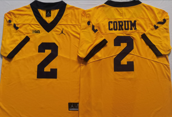 Michigan Wolverines Yellow 2 CORUM Football Jersey MEN WOMEN YOUTH S-6XL SIZE